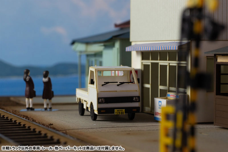 PRE ORDER – 1/80 SCALE PAPER KIT TOWN CORNER ACCESSORY SERIES KEI TRUCK (WHITE/SILVER/PALE GREEN)