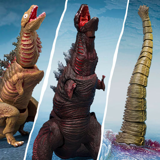 PRE ORDER – S.H.MONSTERARTS GODZILLA [2016] THE SECOND FORM & THIRD FORM & GIANT UNIDENTIFIED CREATURE SET