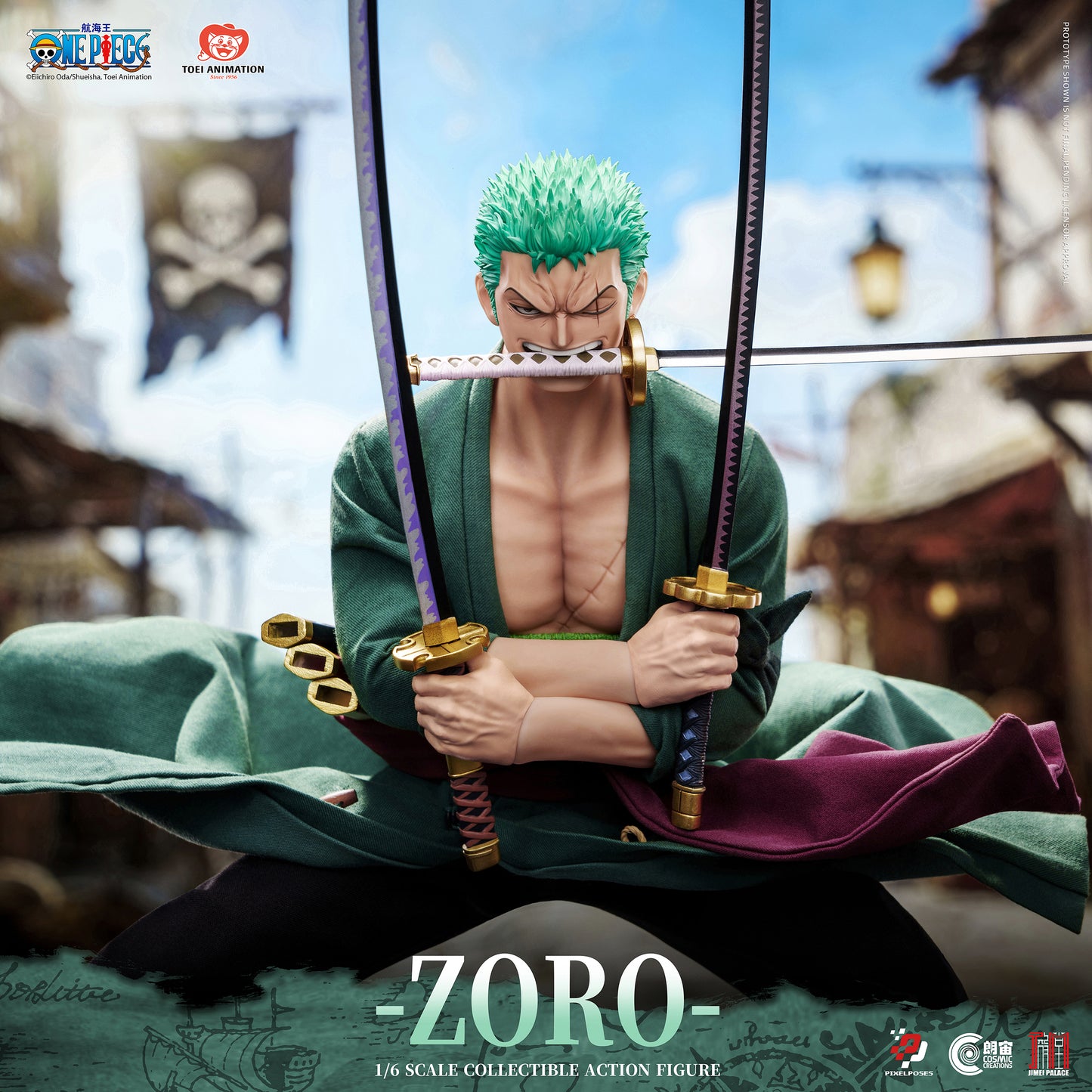 PRE ORDER – PIXEL POSES | COSMIC CREATIONS × JIMEI PALACE 1/6 ONE PIECE RORONOA ZORO ACTION FIGURE OVERSEAS VERSION PP-200595 STANDARD EDITION