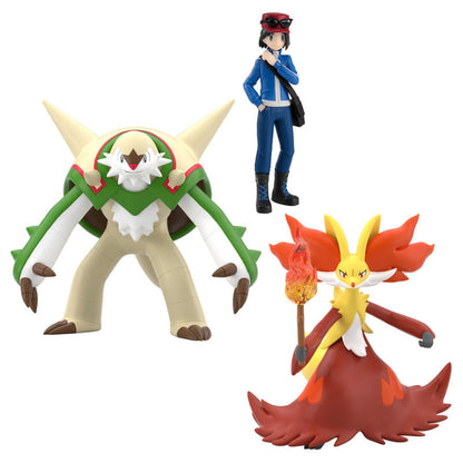 PRE ORDER – POKÉMON SCALE WORLD KALOS REGION CALEM & CHESNAUGHT & DELPHOX